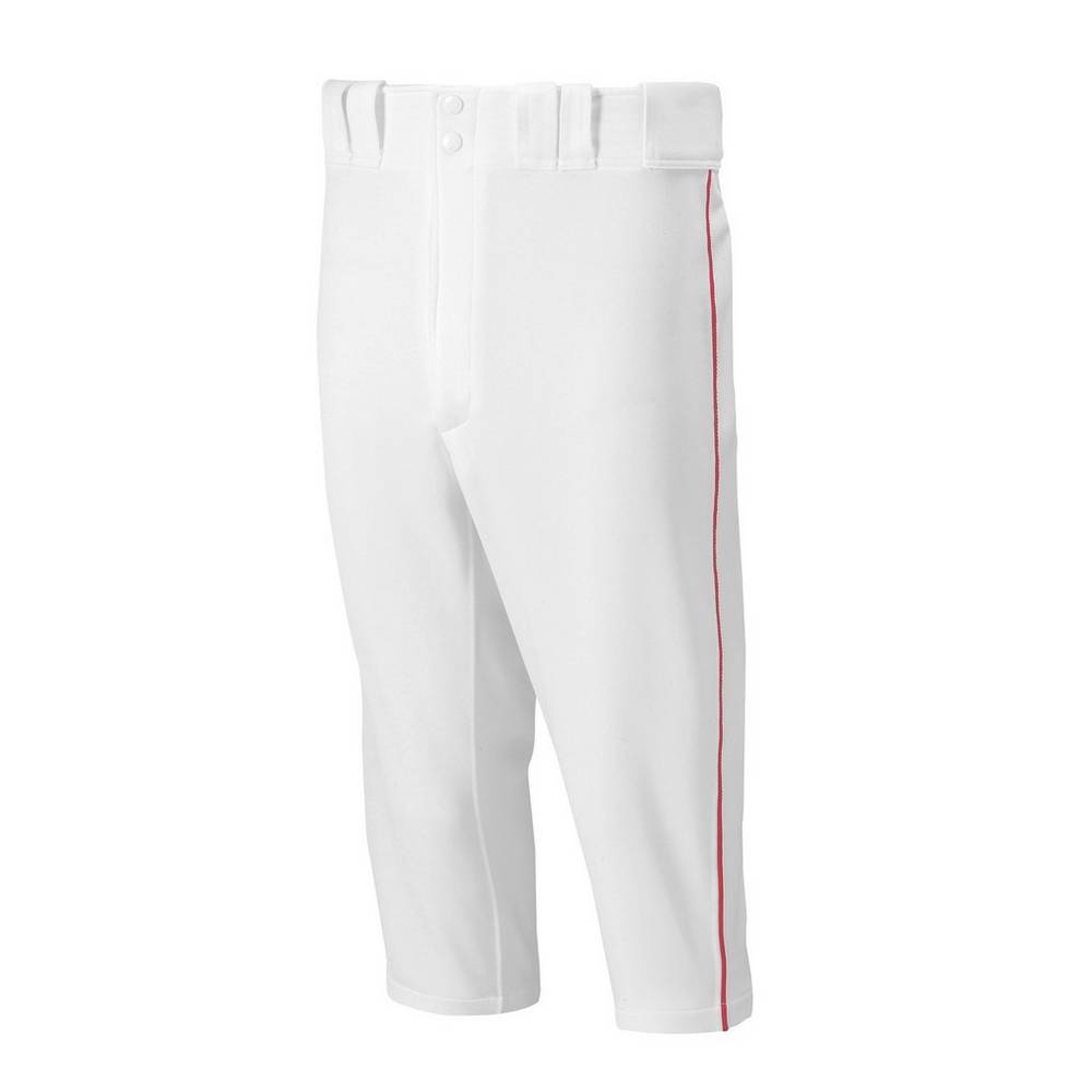 Mizuno Men's Premier Short Piped Baseball Pants White/Red (350409-WSH)